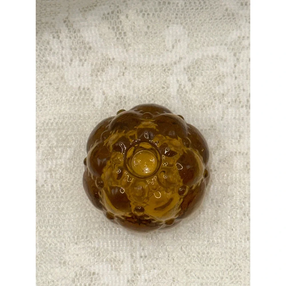Vintage Amber Glass Hobnail Candlestick‎ Holder Textured MCM